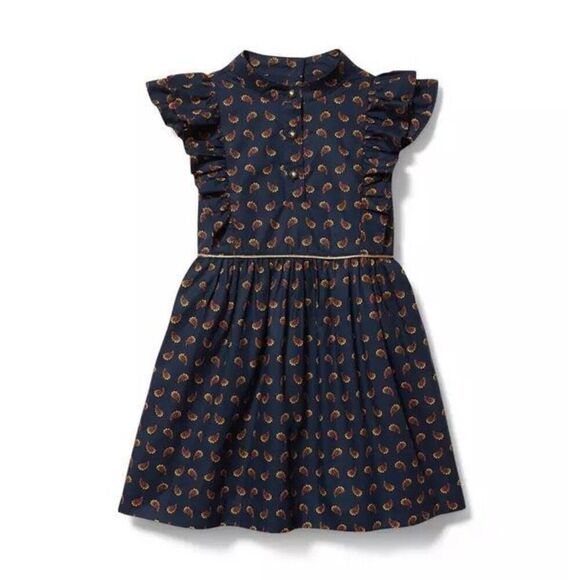 Janie & Jack Toddler Girl Navy Blue Ruffled Paisley Dress - Picture 1 of 11